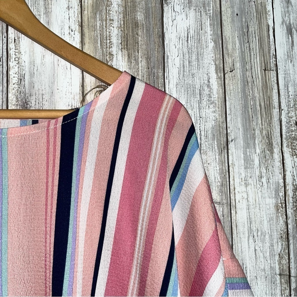 Umgee Pink Striped Round Neck Blouse - Picture 5 of 6